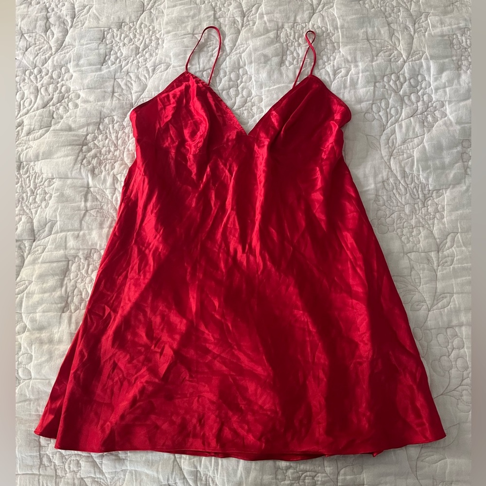 Victoria’s Secret Satin Slip w/Criss Cross Back Detail - Red - Size XL